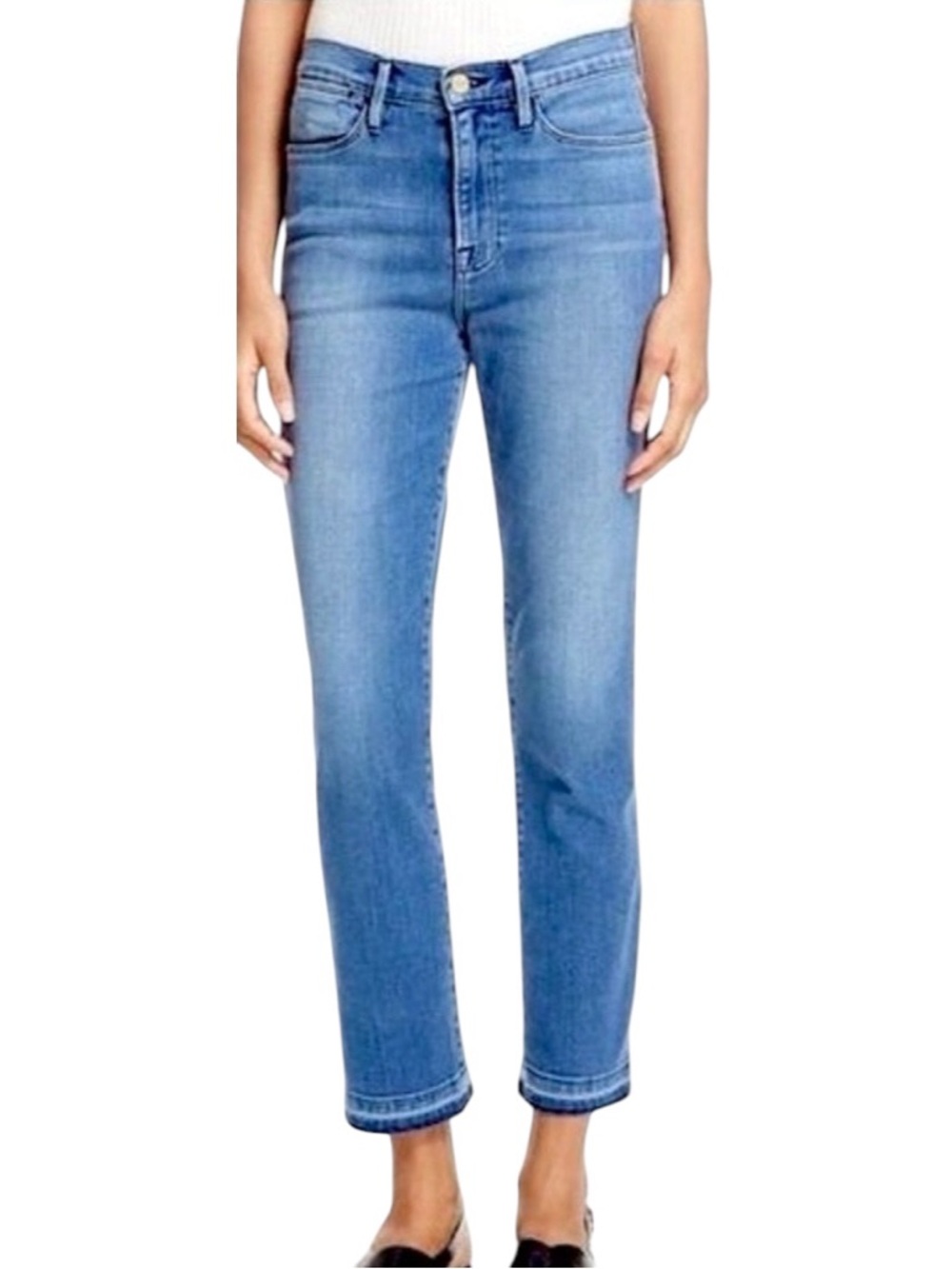 FRAME Le‎ High Straight Jeans in Oshea - Size 25 High Rise Ankle Medium Wash